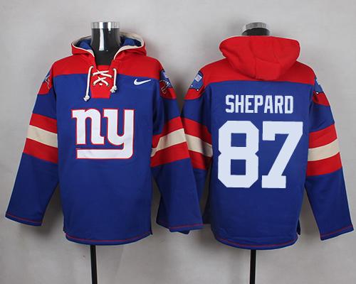 Nike Giants #87 Sterling Shepard Royal Blue Player Pullover NFL Hoodie - Click Image to Close